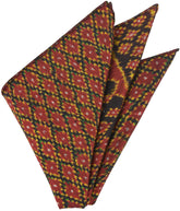 Red & Yellow on Black Mudmee Silk Pocket Square #VPS-21